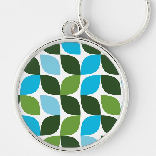 Blauw, groen, cool, trendy, moderne abstracte natu sleutelhanger (Voorkant)