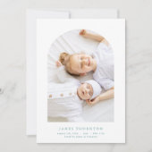 Blauw Groen Custom Twee Foto baby Geboorte Aankondiging (Voorkant)