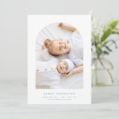 Blauw Groen Custom Twee Foto baby Geboorte Aankondiging (Staand voorkant)