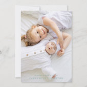 Blauw Groen Custom Twee Foto baby Geboorte Aankondiging (Achterkant)