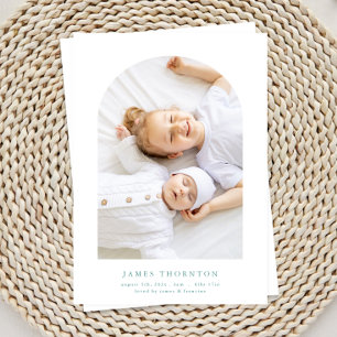 Blauw Groen Custom Twee Foto baby Geboorte Aankondiging