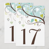 Blauw & Groen | Cute Tafelnummerkaart met Liefdesv Kaart (Voorkant / Achterkant)