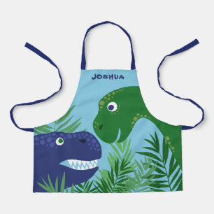Blauw & groen deino voeg naam toe schort