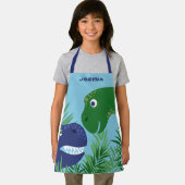 Blauw & groen deino voeg naam toe schort (Insitu)