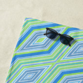Blauw Groen Diagonaal Diamant Retro Naam Strandlak Strandlaken (In situ)
