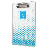 Blauw Groen Diamant Patroon Monogram Klembord (Links)