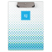 Blauw Groen Diamant Patroon Monogram Klembord (Voorkant)