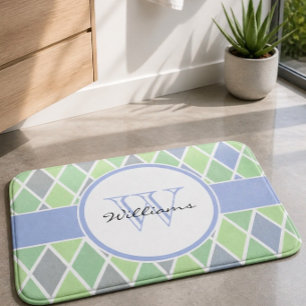 Blauw & Groen Diamantpatroon Persoonlijk Badmat