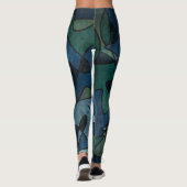 Blauw Groen Digitaal Glas in lood Uniek Abstract Leggings (Achterkant)