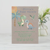 Blauw Groen Dinosaurus Jongen Baby shower Kaart (Staand voorkant)