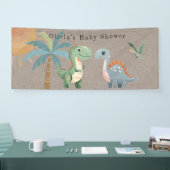 Blauw Groen Dinosaurus Jongen Baby shower Spandoek (Beurs)