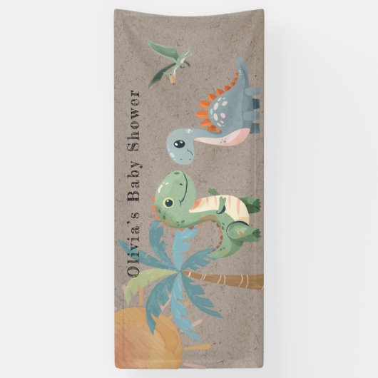 Blauw Groen Dinosaurus Jongen Baby shower Spandoek (Verticaal)