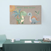 Blauw Groen Dinosaurus Jongen Baby shower Spandoek (Beurs)