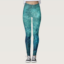 Blauw Groen Distressed Batik Look Leggings