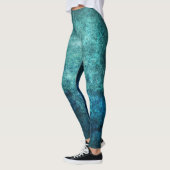 Blauw Groen Distressed Batik Look Leggings (Links)