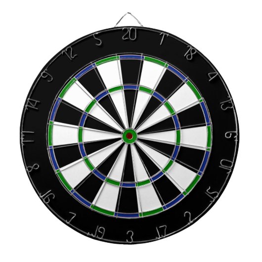 Blauw groen dubbelzwart dartboard dartbord (Voorkant)
