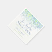 Blauw groen eerste jaar op aangepast bruiloft servet (Hoek)