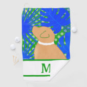 Blauw Groen Eiland Gele Hond Golf Handdoek (Insitu)