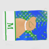 Blauw Groen Eiland Gele Hond Golf Handdoek (Horizontaal)