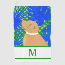 Blauw Groen Eiland Gele Hond Golf Handdoek