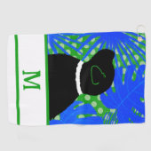 Blauw Groen Eiland Zwarte Hond Golf Handdoek (Horizontaal)