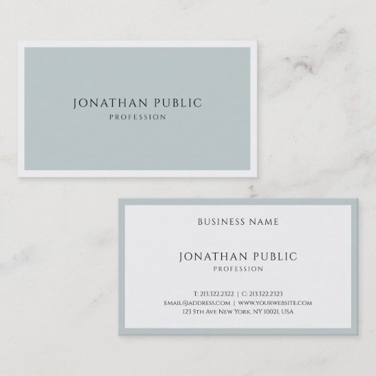 Blauw Groen Elegant Eenvoudig Modern Ontwerp Sjabl Visitekaartje (Voorkant / Achterkant)