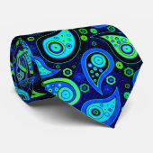 Blauw groen elegant  paisleypatroon stropdas (Opgerold)