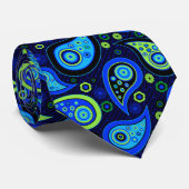 Blauw groen elegant  paisleypatroon stropdas (Opgerold)