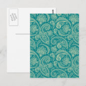 Blauw-groen en beige Creme  Paisley Briefkaart (Voorkant / Achterkant)