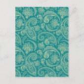 Blauw-groen en beige Creme Paisley Briefkaart (Voorkant)