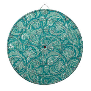 Blauw-groen en beige Creme Paisley Dartbord