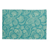 Blauw-groen en beige Creme  Paisley Kussensloop (Achterkant)