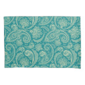 Blauw-groen en beige Creme Paisley Kussensloop (Voorkant)