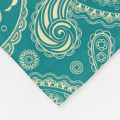 Blauw-groen en beige  Paisley Monogram Fleece Deken (Hoek)
