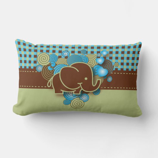 Blauw, groen en bruin geplakt Baby Kussen (Voorkant)