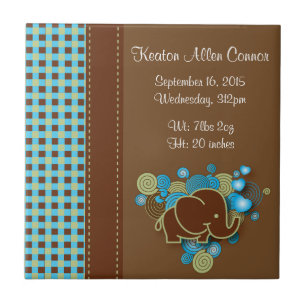 Blauw, groen en bruin geplakt Baby Tegeltje