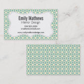 Blauw-groen en Cream Floral Pattern Visitekaartje (Voorkant / Achterkant)