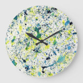 Blauw, Groen, en Geel Abstract Grote Klok (Voorkant)