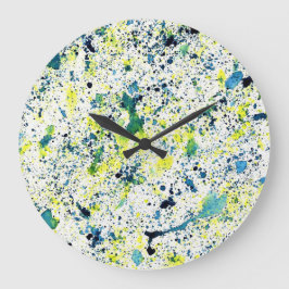 Blauw, Groen, en Geel Abstract Grote Klok