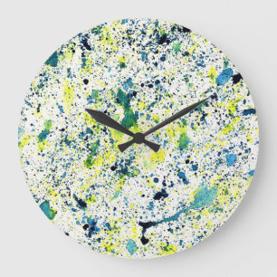Blauw, Groen, en Geel Abstract Grote Klok