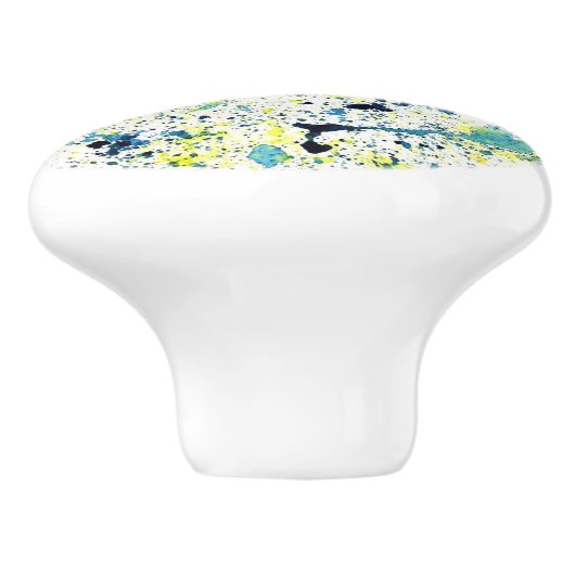 Blauw, Groen, en Geel Abstract Keramische Knop (Zijkant)