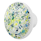 Blauw, Groen, en Geel Abstract Keramische Knop (Rechts)