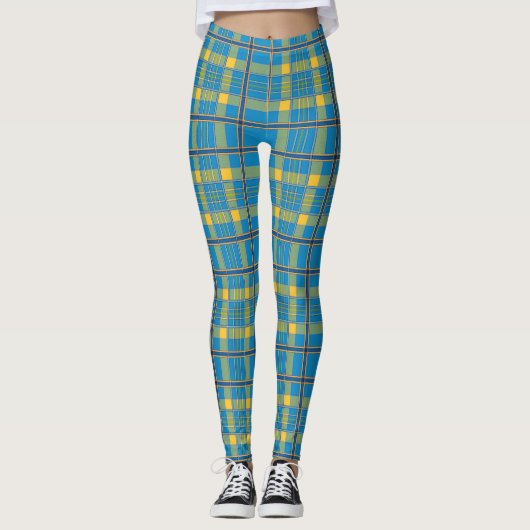 Blauw, groen en geel Tartan Leggings (Voorkant)