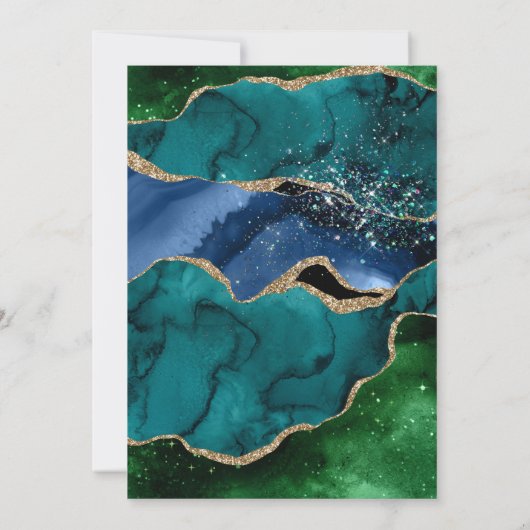 Blauw, groen en goud Glitter Agaat Lijst Verjaarda Kaart (Achterkant)