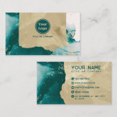 Blauw-groen en goud marmer visitekaartje (Voorkant / Achterkant)