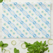 Blauw groen en goud patroon theedoek (Gevouwen)