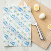 Blauw groen en goud patroon theedoek (Quarter Fold)