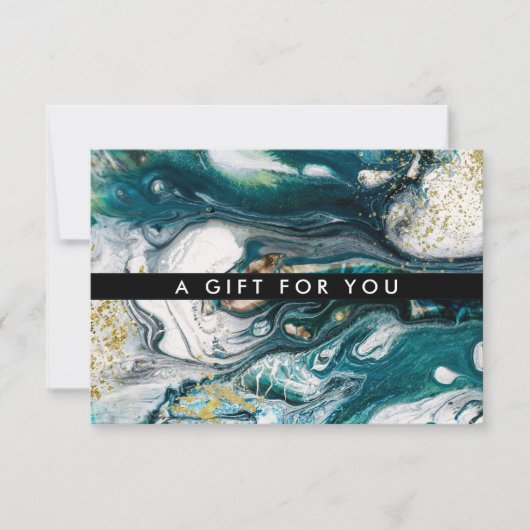 Blauw Groen en Goud Spatten | Cadeaubon (Voorkant)