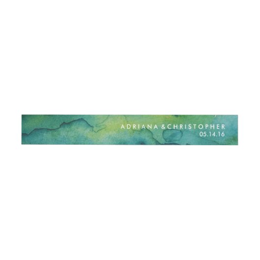 Blauw Groen en Goud Splatter Custom Wrap Label Omwikkelbaar Adreslabel (Individueel)