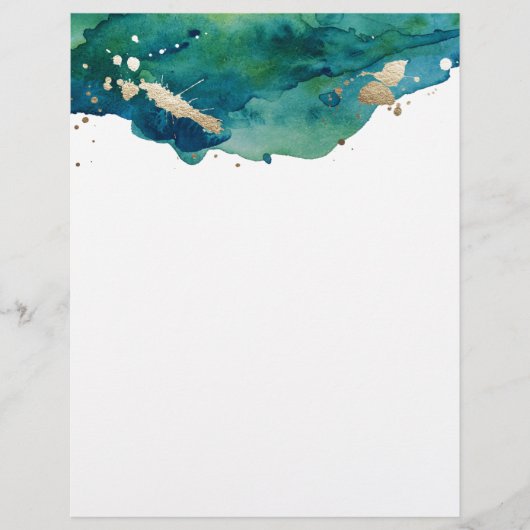 Blauw groen en gouden platter letterhead (Voorkant)